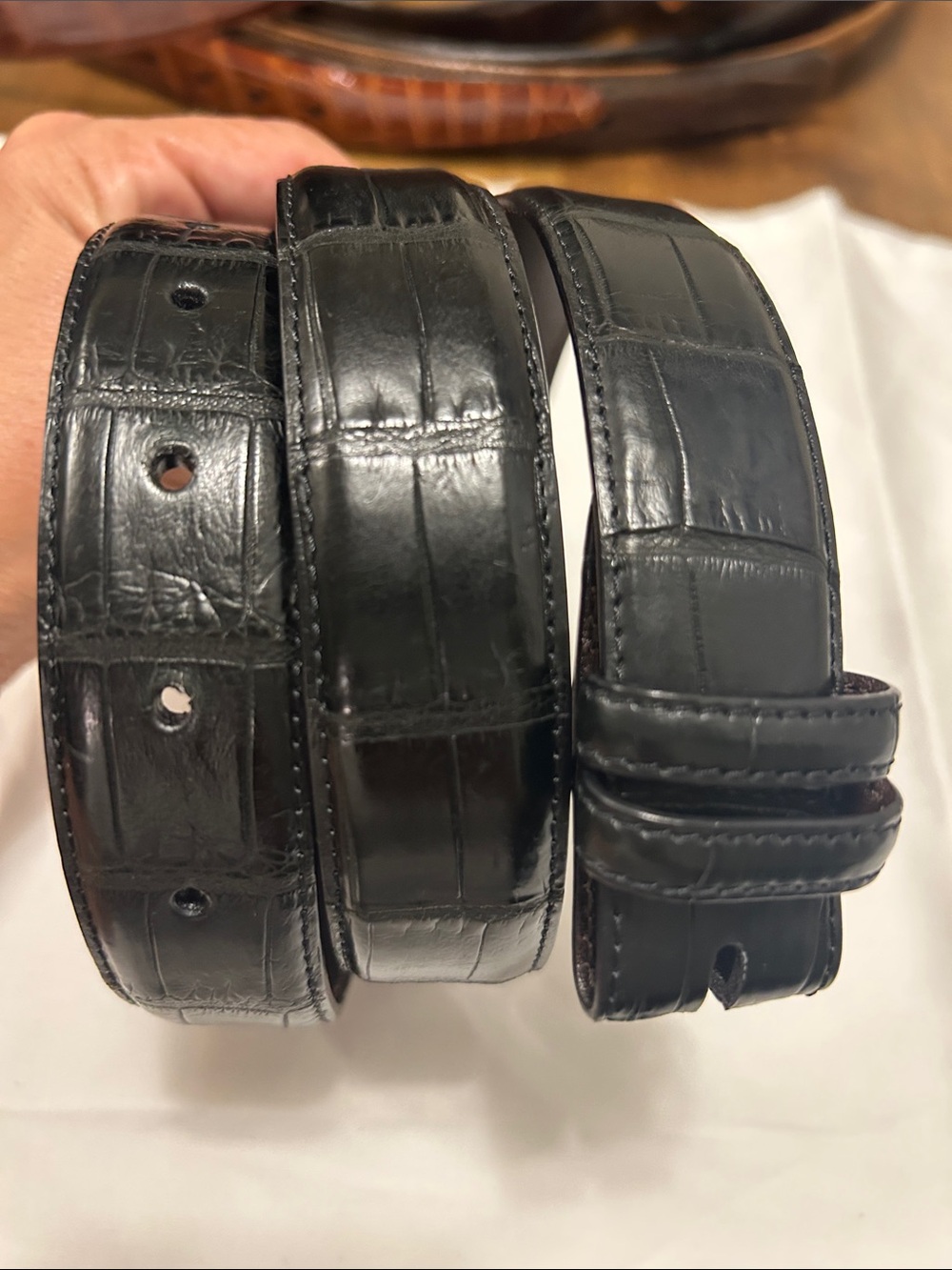 Catherine M. Zadeh Genuine Alligator Leather Belt Strap Only - Black - Sz 34
